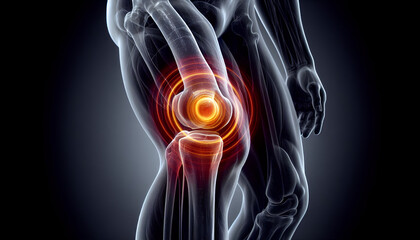 3D anatomy illustration of knee pain