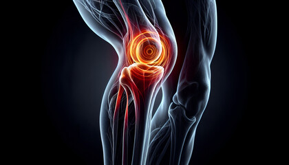 3D anatomy illustration of knee pain