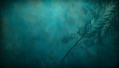 Beautiful dark green and turquoise vintage color trend background featuring elegant feather texture and artistic depth