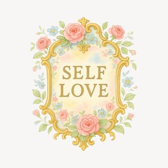 Naklejka premium Floral ornate self-love illustration.