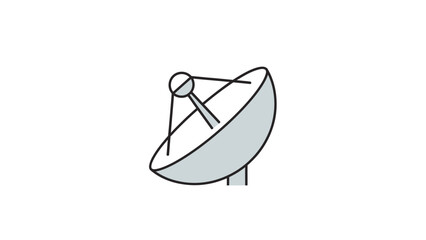 Simple line art illustration of a satellite dish antenna for communication.