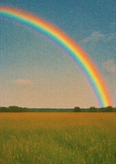 Obraz premium Vibrant rainbow over serene field.