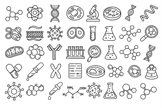 Science laboratory line icons set chemistry biology research experiment symbols editable stroke vector illustration education science collection