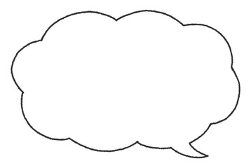  手描き風の雲型の吹き出し（横長・内側が白背景）