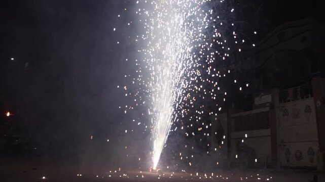 shot of the fire work during night in a ceremony or festival 