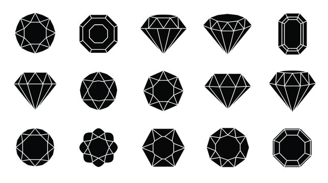 Collection of various geometric diamond shapes in a black silhouette