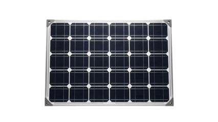 Solar panel isolated on transparent background with photovoltaic cells