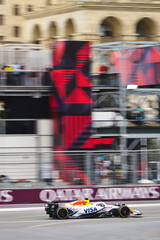 Obraz premium BAKU, AZERBAIJAN - SEPTEMBER 21, 2025: RB VCARB 02 competes during the Formula 1 Azerbaijan Grand Prix at Baku City Circuit