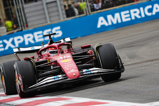 BAKU, AZERBAIJAN - SEPTEMBER 21, 2025: Charles Leclerc competes in the Scuderia Ferrari HP SF-25 during the Formula 1 Azerbaijan Grand Prix at Baku City Circuit