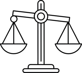 balance scale line art vector illustration on transparent background