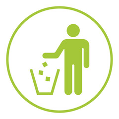 person throwing trash garbage sign label icon vector