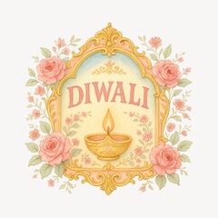 Naklejka premium Elegant Diwali floral design