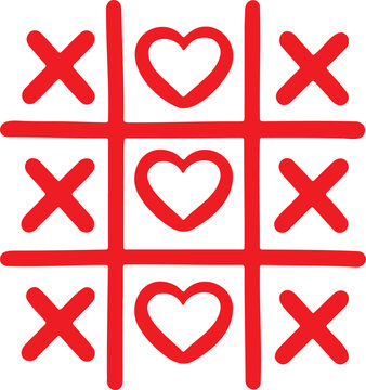 tic tac toe game with winning hearts