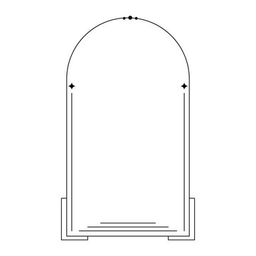 Monoline Arc Frame with Rounded Corners Minimalist Line Art Vector