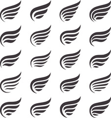 Fototapeta premium Dark grey stylized wing arranged in a grid pattern wings symbol