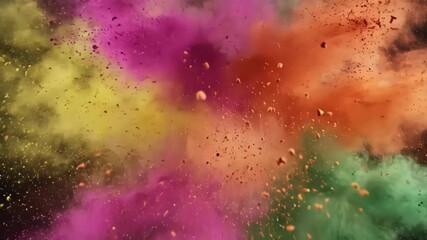 Colorful powder explosion on black background