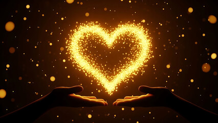 Glowing Concentric Rings of Golden Particles and Orbs on Dark Background