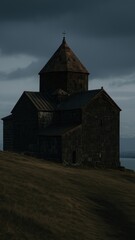 Fototapeta premium Ancient stone church silhouette mobile wallpaper