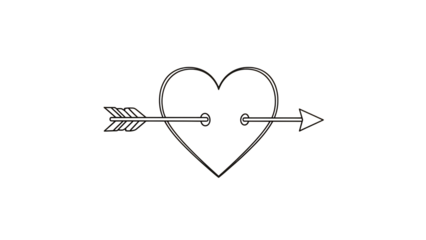 Heart pierced by an arrow isolated on transparent background