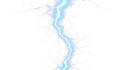 Blue glowing electric lightning bolt discharge energy PNG
