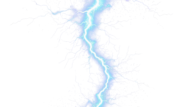 Blue glowing electric lightning bolt discharge energy PNG - Powered by Adobe