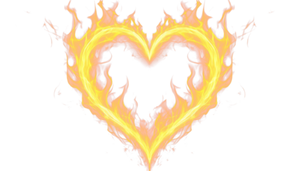 Flaming heart outline fire burning passion symbol PNG