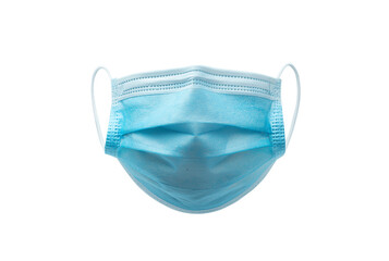 Blue medical face mask isolated on transparent background