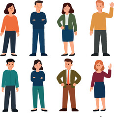 Fototapeta premium PrintDiverse group of standing cartoon characters men and women