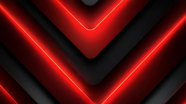 A modern abstract background featuring layered red and black arrow corner shapes moving downward. The sharp geometry, strong contrast, and directional motion create a dynamic, powerful, and high-energ