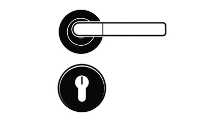 A sleek minimalist door handle and keyhole design presented as a striking black silhouette © MIRAJ02