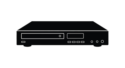 Obraz premium a sleek black dvd player icon displayed in a flat modern style silhouette
