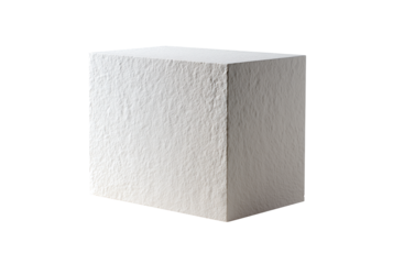 Textured white cube isolated on transparent background