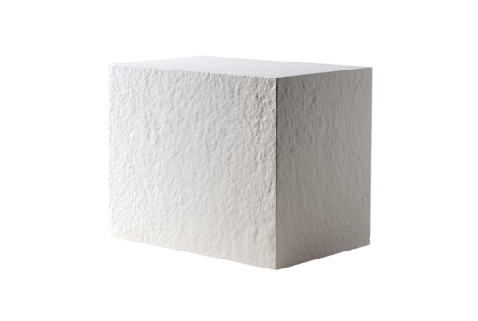 Textured white cube isolated on transparent background - Powered by Adobe