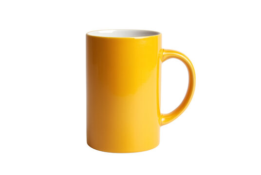Bright yellow mug isolated on transparent background