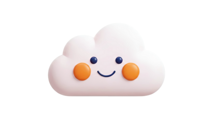 Cute Pink Cloud Character with Happy Face