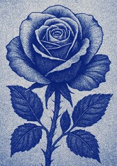 Fototapeta premium Detailed blue rose illustration