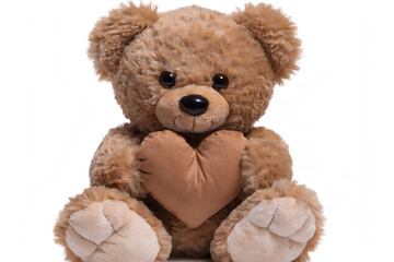 Obraz premium Brown teddy bear isolated on white background sitting cute and fluffy