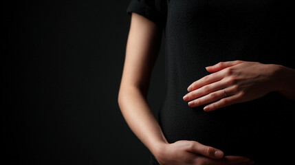 Taken close to the pregnant woman's hand.