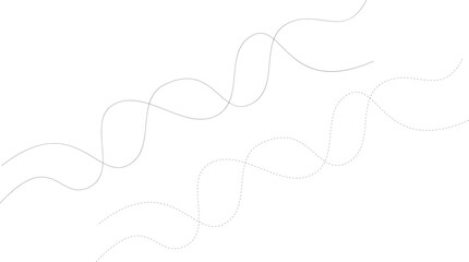 Abstract smooth curve wave line set with solid and dashed stroke style, flowing wavy ribbon paths isolated on white background minimal vector