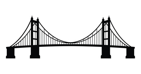 Obraz premium a black silhouette of a suspension bridge on a white background
