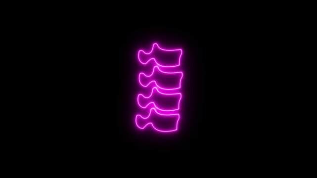 Abstract glowing neon Spine icon animation with dark background.Futuristic glowing neon Spine icon with smooth animated