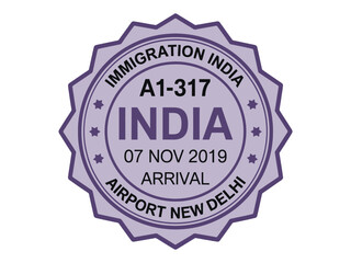 Obraz premium Immigration india airport new delhi arrival stamp
