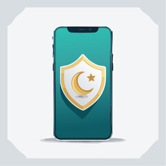 Smartphone with shield icon security and protection concept