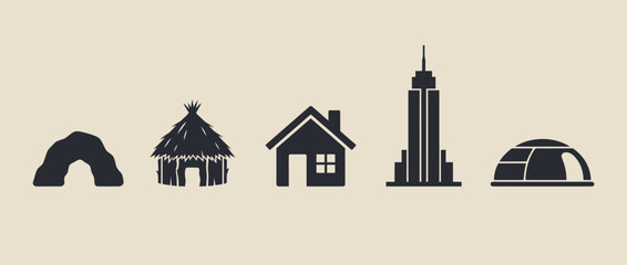 Fototapeta premium Set of house and shelter icons vector illustration
