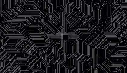 Circuit Board: A detailed close-up of a circuit board, a complex network of electrical pathways and components, symbolizing the intricate workings of modern technology.