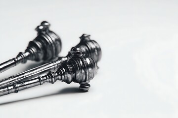 Close up of automotive cv joints on a white reflective surface