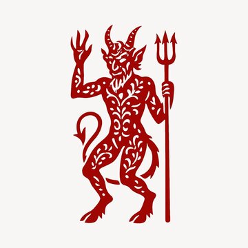 Red devil silhouette illustration.