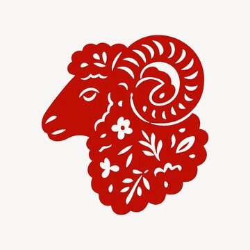 Red intricate ram silhouette