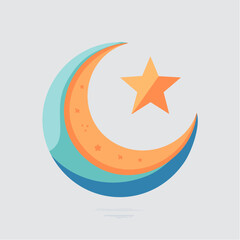 Stylized crescent moon and star illustration modern vector graphic design