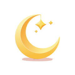 Golden crescent moon illustration with stars for design and decoration